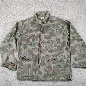 Vintage Kamo Shirt Mens Medium Green Duck Hunter Camo Poplin Military Field 60s